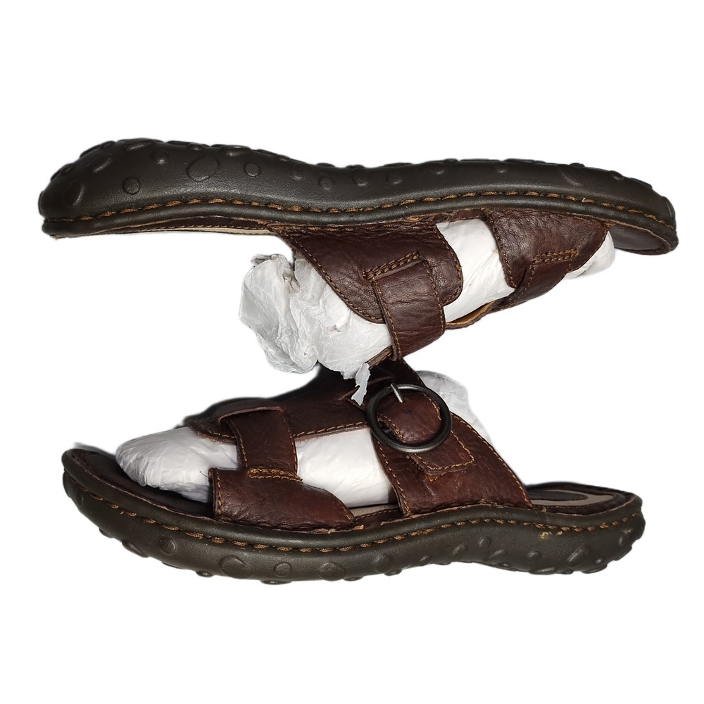 Bass Tempe Slide Sandals Womens Size 9M Brown Leather Comfort Buckle Detail